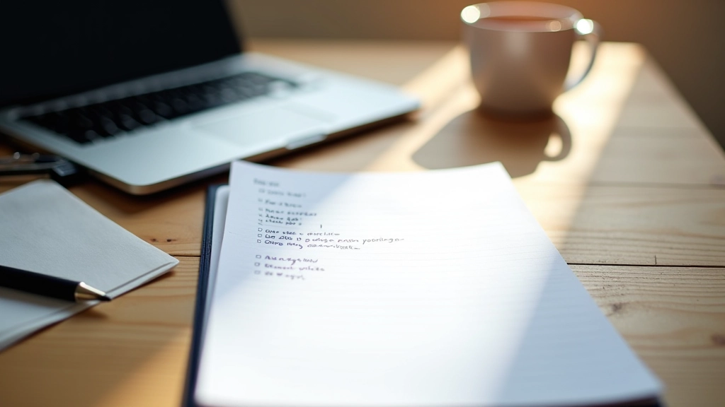 Handwritten checklist on notebook showing crawl error tracking and detection checklist